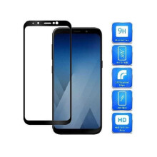 2 kpl pakkausta, yhteensopiva Samsung A8 2018:n kanssa, karkaistu lasi 0,26 mm 2,5D9H, täysikokoinen musta