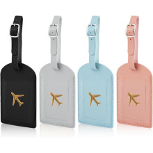 pcs luggage tags, PU leather luggage tag with adjustable strap, suitcase tags, luggage tags with privacy protection, luggage labels (4 colors)
