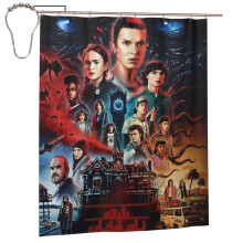 Sprchový závěs Stranger Things - sada 66x72 palců s háčky, voděodolný polyester, pratelný v pračce, snadná údržba, dekorace do koupelny