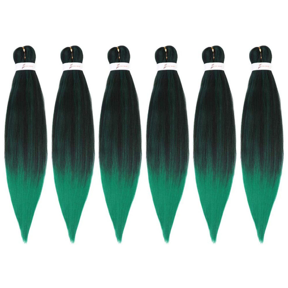 Unisex Green 26 Inch Prestretched Braiding Hair Extensions Ombre Yaki Texture Itch Synthetic Fiber