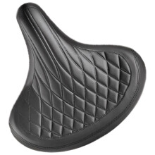 Ergonomic PU Leather Bike Saddle with Retro Quilted Comfort, Universal Fit, 25x27cm Black
