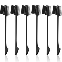 6 Pack 2 in 1 Eyebrow Brush and Comb Double Sided Edge Control Hair Brush Black
