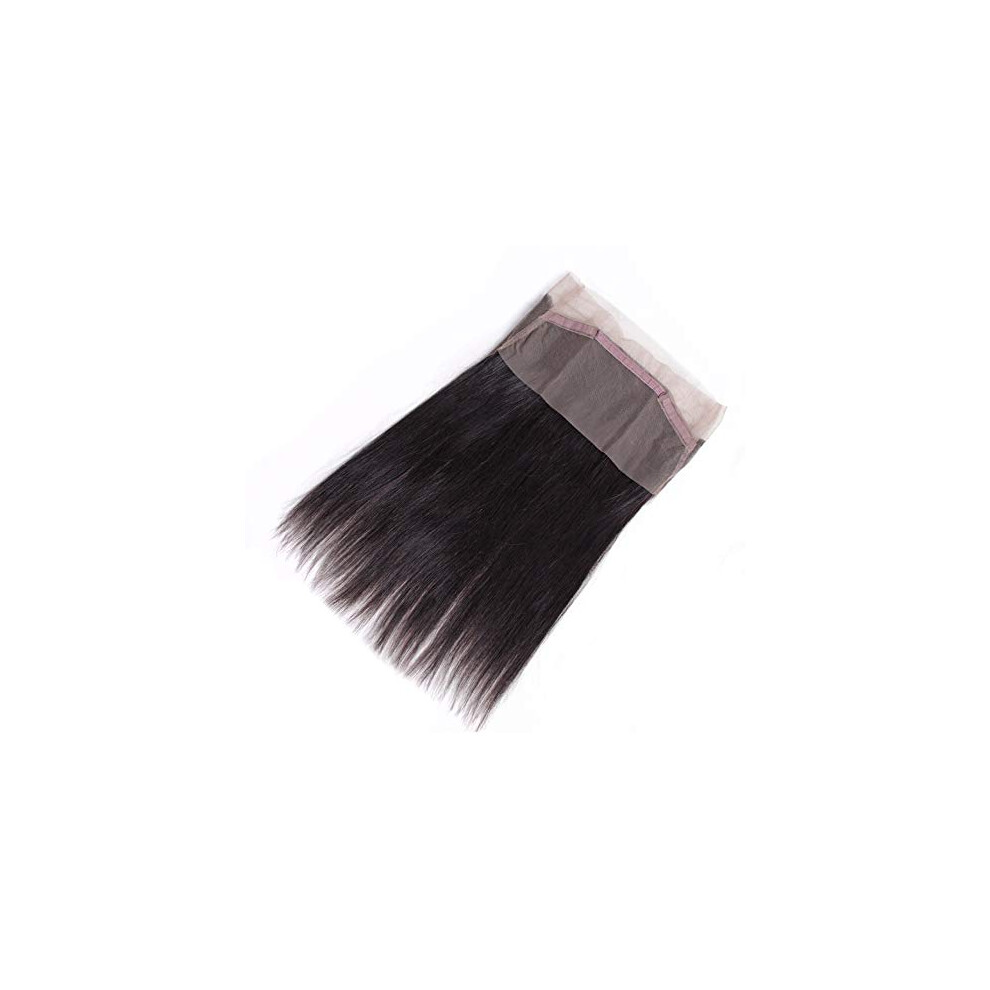 Unisex 18 Inch 360 Lace Frontal Wig Brazilian Straight Human Hair Closure With Baby Hair Natural Hairline