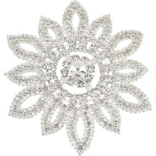 Crystal Applique with Silver Rhinestones for Sewing on Wedding Dress, Headpieces, Garters (4x3.7x0.4 inch)