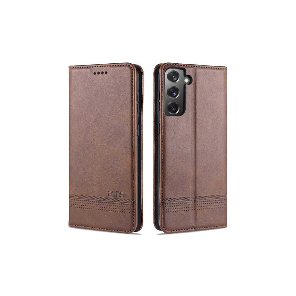 Compatible With Samsung Galaxy S21 - Azns Flip Case - Brown 9482726576198