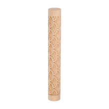 COOLL Wooden Rolling Pin with Clear Leaves, Snowflake & Water Ripple Pattern - Food Grade Embossed Roller for Clay, Dough - Kitchen Craft Tool