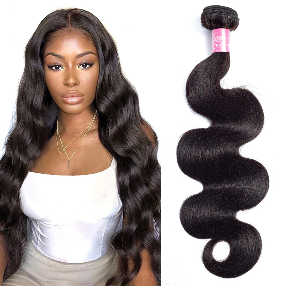 Unisex Black Brazilian Body Wave 22 Inch Virgin Human Hair Bundle Unprocessed 10A Natural Weft
