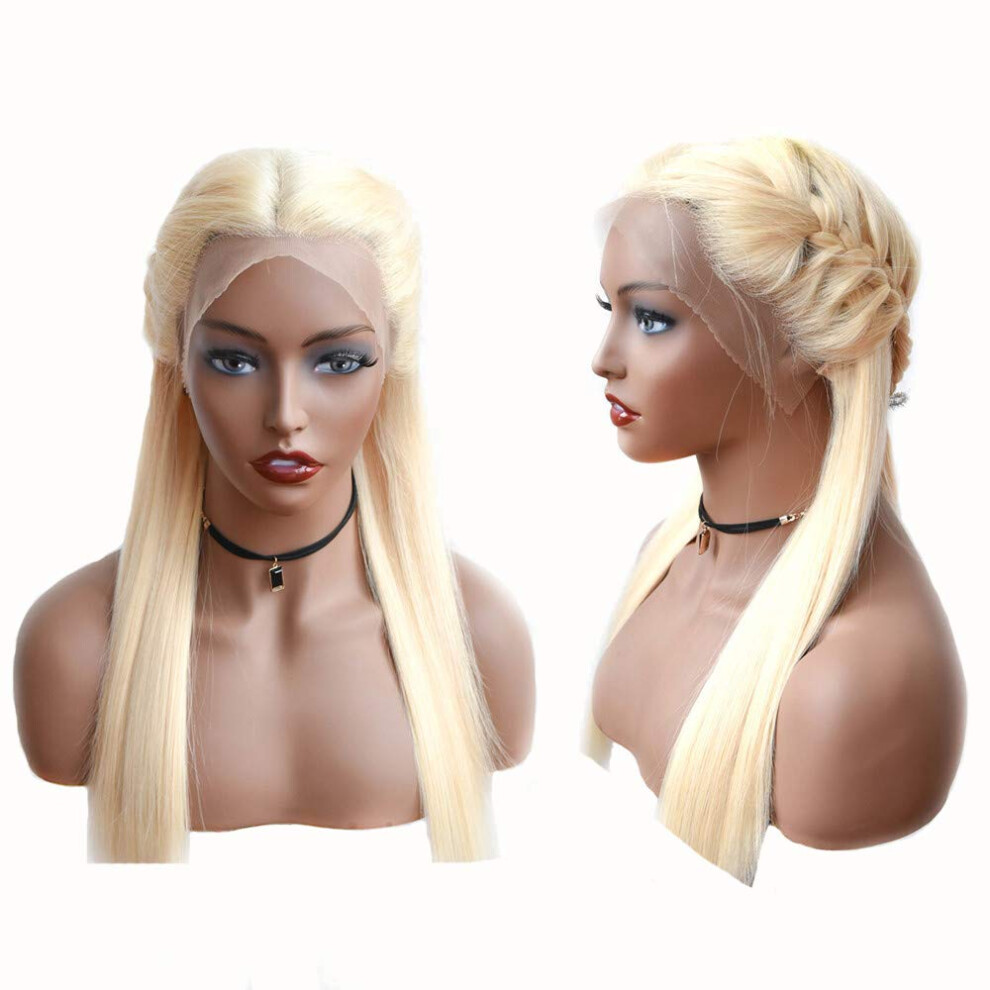 Unisex 613 Blonde Human Hair Lace Front Wig 13X6 Brazilian Remy, 150% Density, Prebleached, Natural Hairline