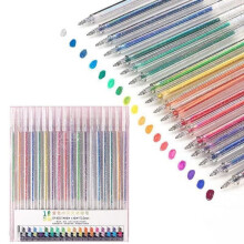 Glitter Gel Pens, 8/12/18 Colors Neon Fine Tip Markers with 40% More Ink, Compatible with Adult Coloring Books, Drawing, Scrapbook, Journaling,