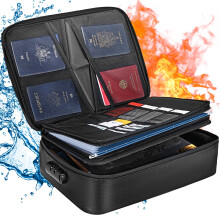 VEVOR Nylon 3-Pocket 14.17x10.63 inch File Organizer with Password Lock, Black
