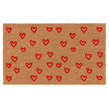 Welcome Doormat Coco Coir Door Mat Gift Red Cute Hearts (24" x 16")