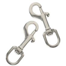 2 crochets rotatifs à tête unique en acier inoxydable 316 pour laisse de chien, ressort pour animaux de compagnie, 2 crochets (87 mm), mousqueton