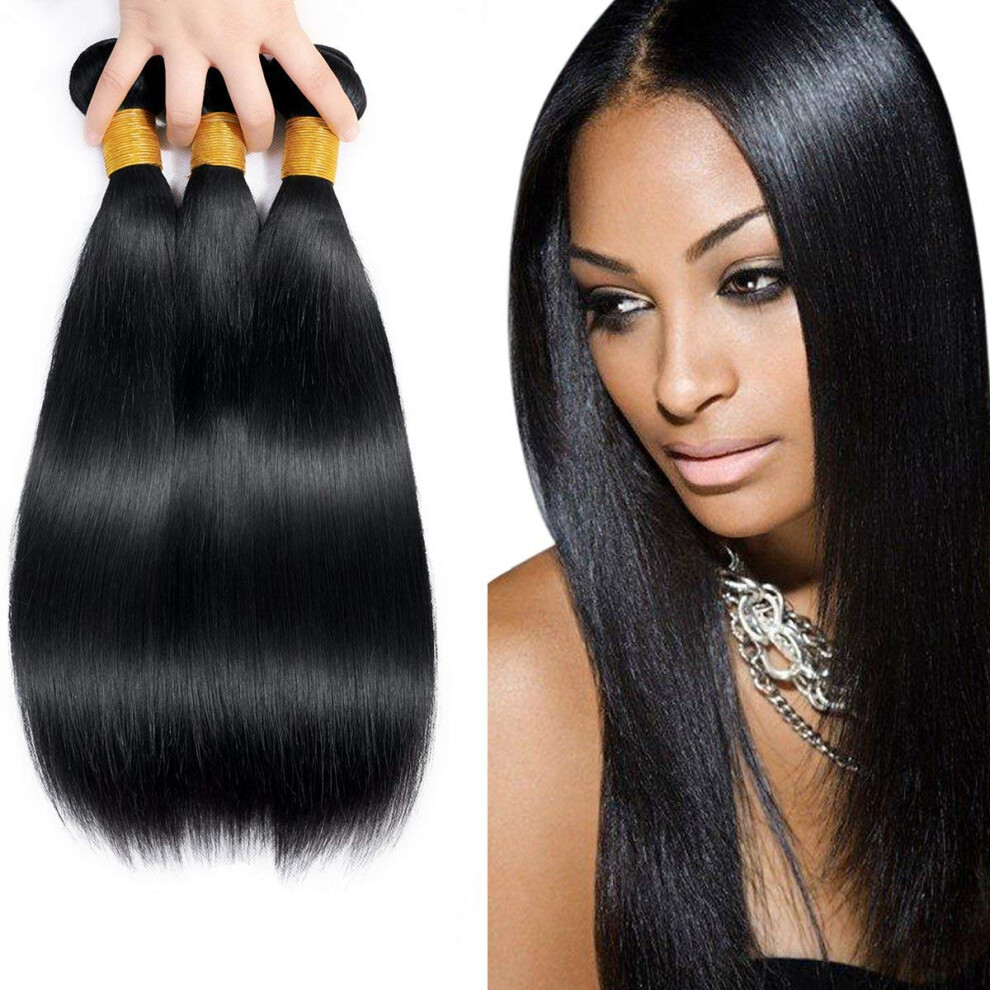 Straight Brazilian Virgin Hair Bundle 12 Inch 10A Unprocessed Human Hair Extensions Natural Black