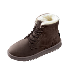 Botas de neve femininas OAVQHLG3B, tênis casuais femininos confortáveis e modernos, com cadarço, em algodão de cor sólida, ideais para o inverno.