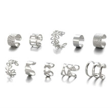 Hamis Helix Piercing, 10 db-os fülbevaló, lyuk nélküli fülbevaló, ezüst, ezüst