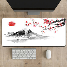 Tapis de souris gaming XXL blanc 800 x 300 mm, peinture Ă l'encre japonaise, support B
