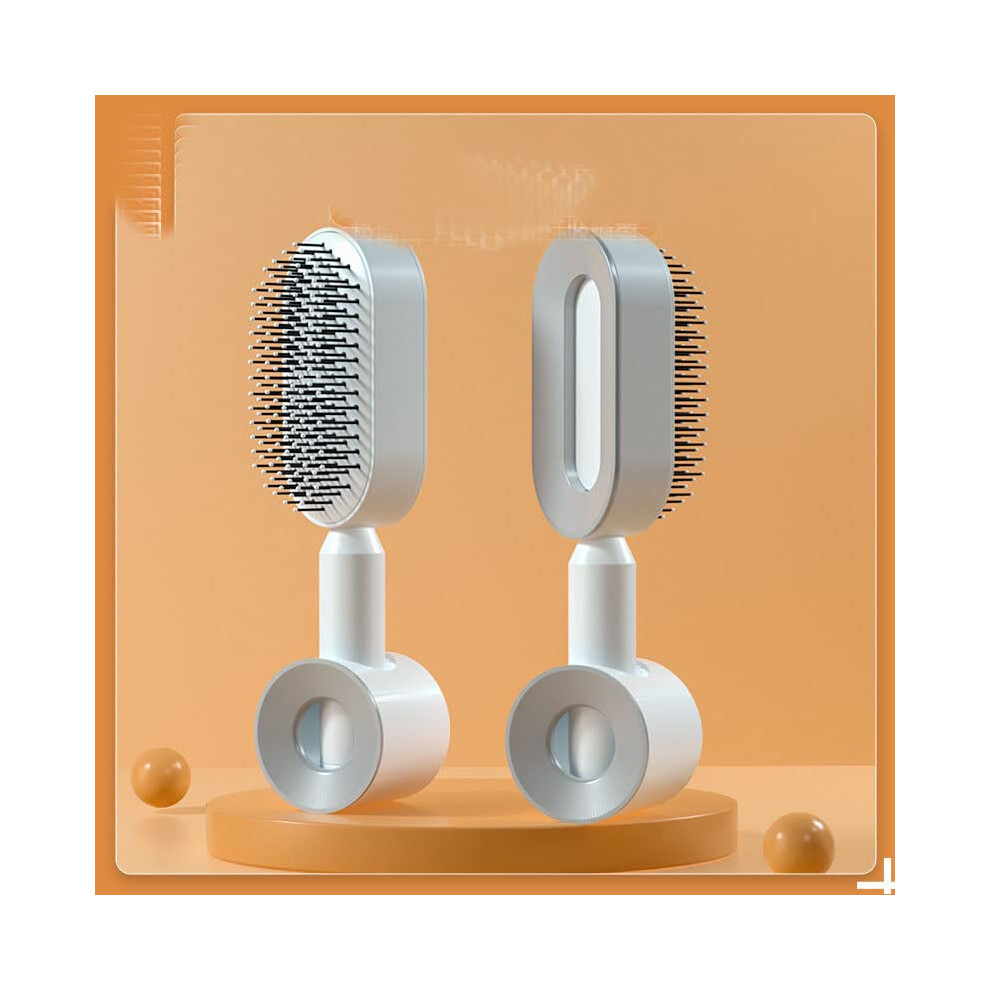 Self Cleaning Detangling Hair Brush with OneClick Hair Removal, 3D Cushion, AntiStatic for Wet and Dry Hair