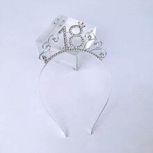Silver 18th Birthday Tiara Crown for Girls, Sparkling Headband Keepsake Party Accessory