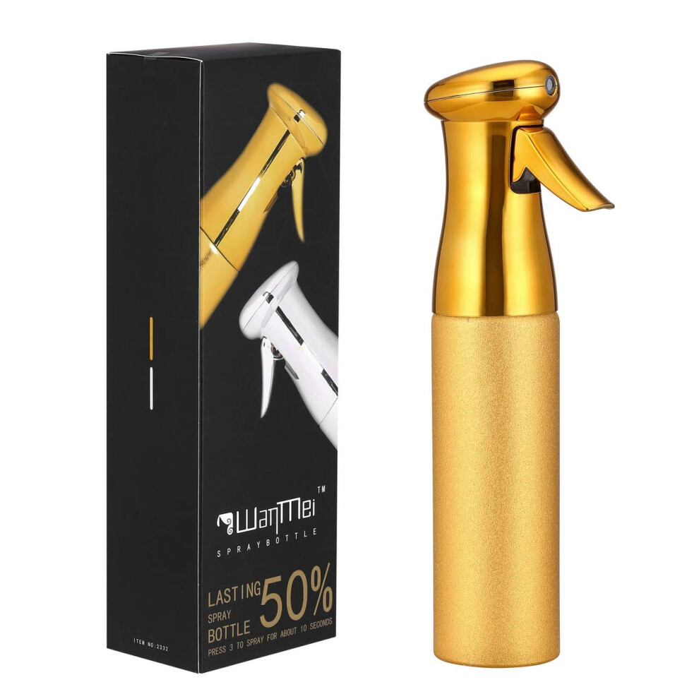Gold Continuous Fine Mist Spray Bottle 250Ml Refillable For Hair Styling Barber Plants Cleaning