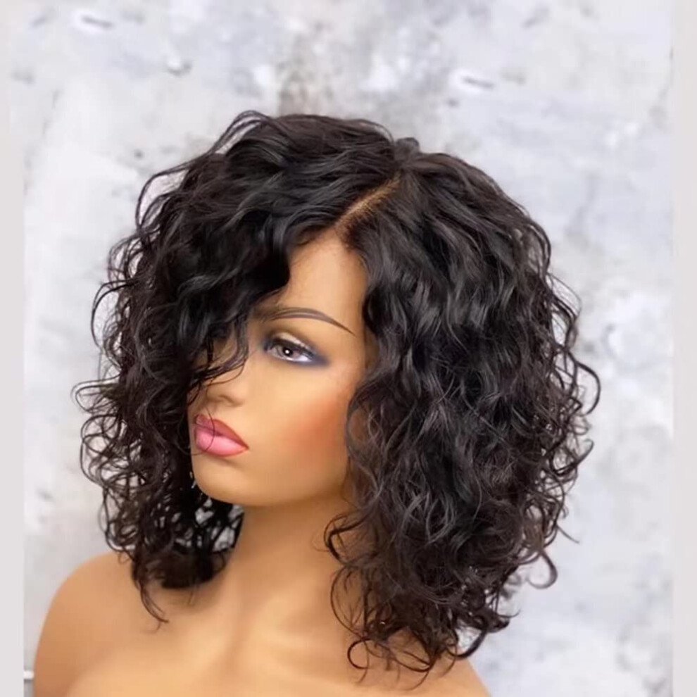 Unisex Short Curly Bob 13X6 Hd Transparent Lace Front Human Hair Wig Pre Plucked Brazilian Loose Wave Glueless Natural Hairline