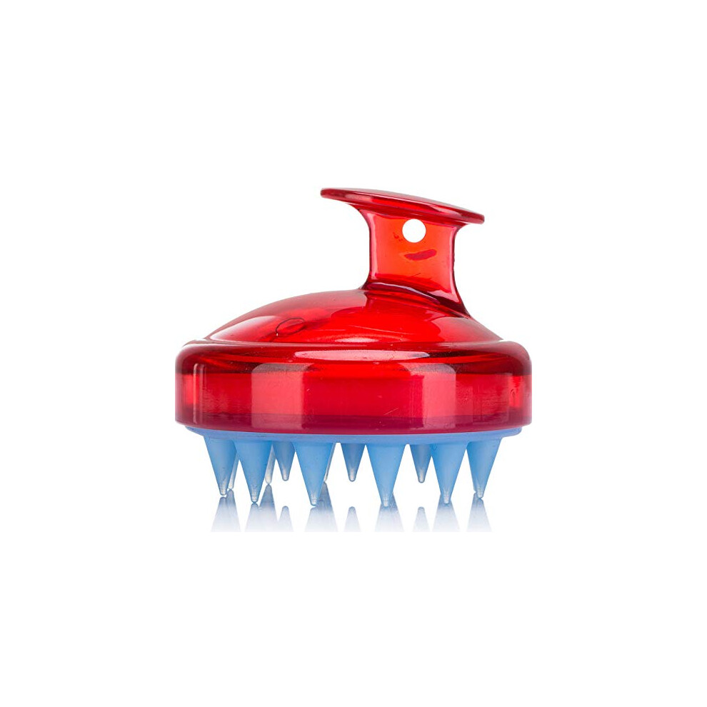 Red Scalp Massager With Soft Silicone Bristles For Deep Cleaning And Gentle Hair Washing Â