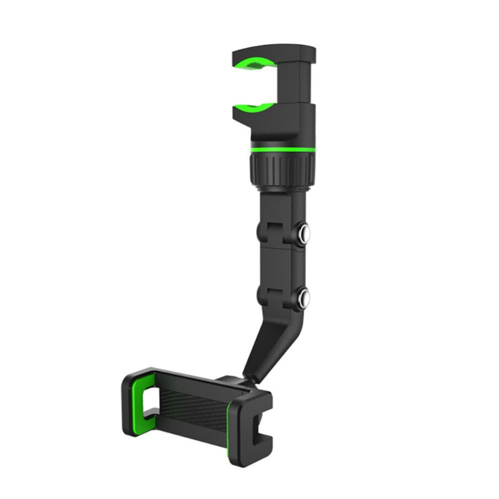 Universal Rotatable And Retractable Rearview Mirror Car Phone Holder, Multifunctional Car Rear View Phone Mount Stand For All Phones And Car Black/Green 9482828972768