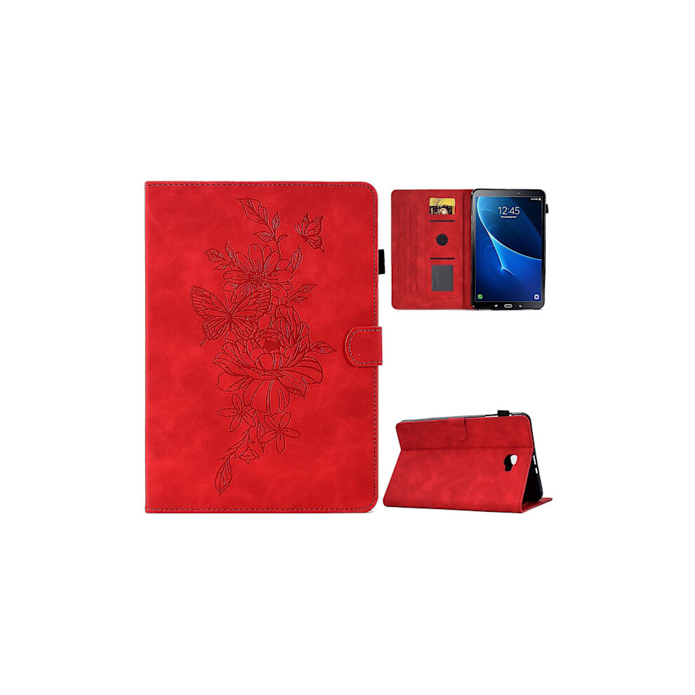 For Compatible With Samsung Tab A 10.1 T580/T585 (2016) Embossed Flatbed Compatible With Samsung Galaxy Tab A 10.1 (201 Red 9482828974472