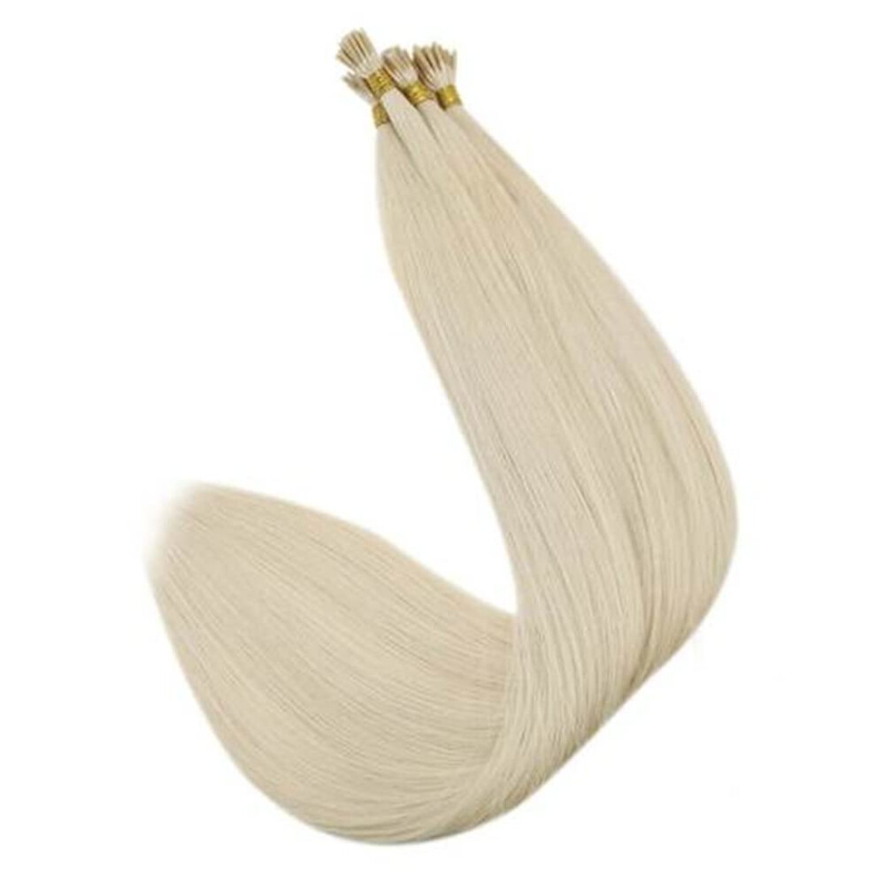 Blonde I Tip Remy Human Hair Extensions 16 Inch 50 Strands 40g Natural Texture for Seamless Volume