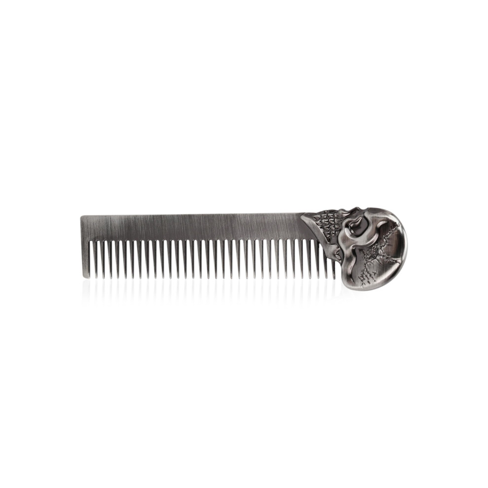 Unisex Silver Beard Comb With Rounded Teeth Zinc Alloy Pocket Hair Comb For Men Static Travel Grooming