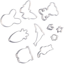 Kit di 10 formine per biscotti in acciaio inossidabile, stampi per torte, set per la preparazione di torte per feste di bambini (coniglio)