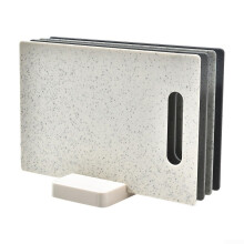 Cutting Board Set of 4 with Holder, PP Material, Hollow Stand for Drainage & Kitchen Storage