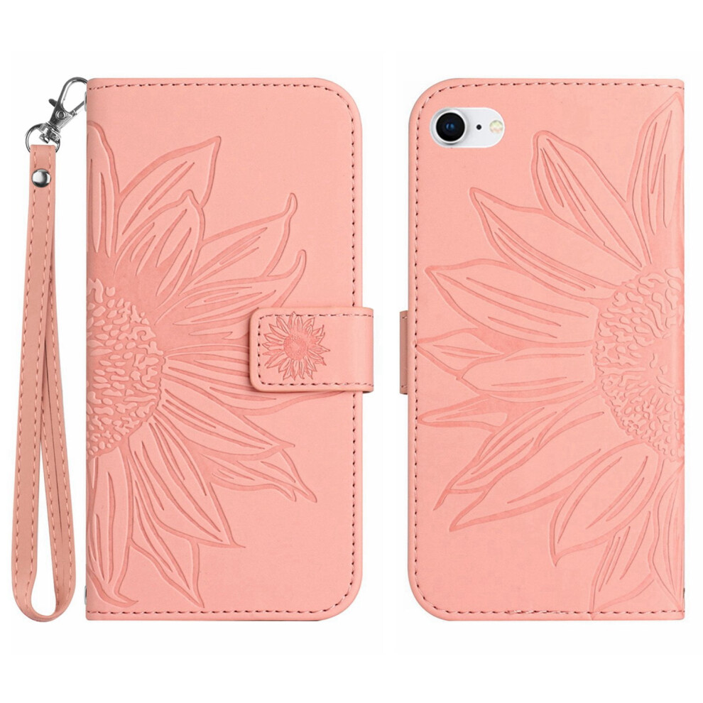 Compatible With Iphone Se 2022/2020/8/7 Wallet Case, Pu Leather Flip Stand With Wrist Strap & Card Slots For 4.7" Phones Red 9482726583202