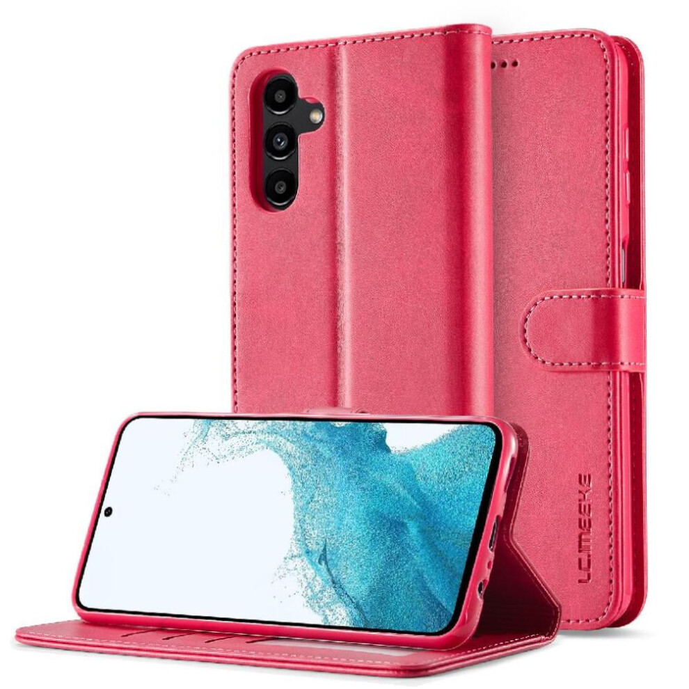Case For Compatible With Samsung Galaxy A35 5G With Holder Calf Texture Horizontal Flip Leather Case Card Slots Wallet 9482726583042