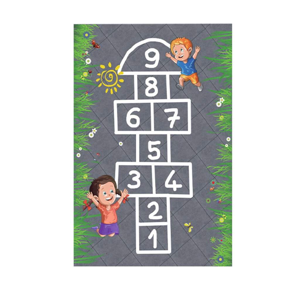 Cute Hopscotch Play Mat 60x90cm, Non-Slip Floor Mat for Kids, Compatible with Indoor Climbing Games, Lovely Jumping House Carpet