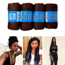 Brazilian Wool Hair for Braiding Dark Brown Jumbo Yarn Extensions for Twists Locs and Protective Styles