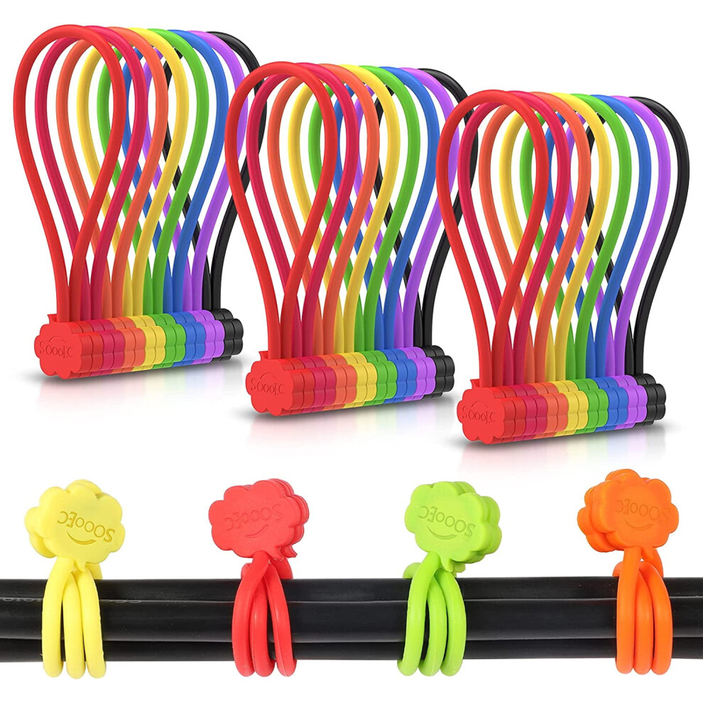 Magnetic Cable Ties, 16 Pack 7.2" Strong Snap On Magnetic Twist Ties Cute Cloud Dialogue Design, Silicone Twist Tie 9175034943805