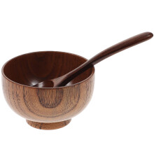 2 Pcs Wooden Bowls for Food Vegetable Serving Soup Fruit Salad Container Rice Baby