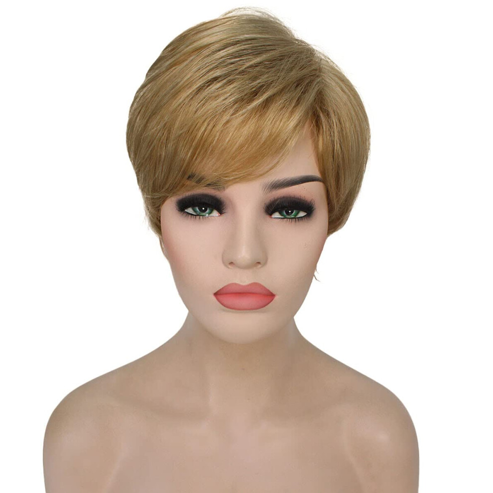 Honey Blonde Synthetic Straight Wig for Women, Natural Color, Heat Resistant Full Wig