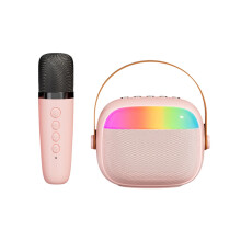 PAVEOS Home Karaoke Machine, Portable Bluetooth 5.3 Speaker with 1-2 Wireless Microphones, Pink, Compatible with Bluetooth Audio Devices