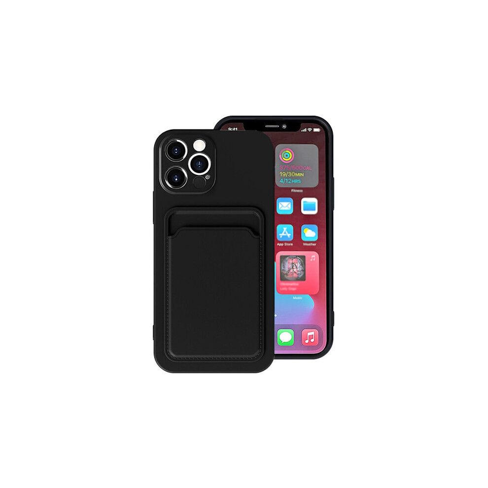 Compatible With Iphone 13 Pro Silicone Case With Card Holder - Black 9482828354847