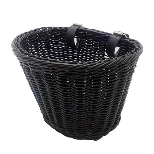 Παιδικό καλάθι ποδηλάτου 21*17*16cm από ψάθα, μαύρο για αγόρια και κορίτσια