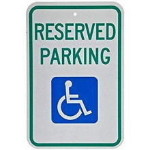 Groen & blauw op wit federaal gehandicaptenparkeerbord, aluminium waarschuwingsbord voor gereserveerde parkeerplaatsen - 8x12 inch