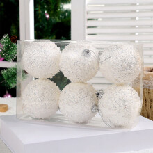 6-Pc 3.14" Shatterproof Christmas Ball Ornaments - Red, Green, Blue, White, Rose Gold Foam Xmas Tree & Holiday Decor
