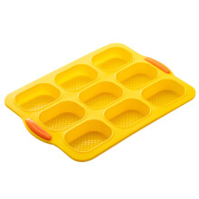 Poaug Bakeware Uitverkoop 9 roosters Meerkleurige siliconen ovale bakvorm voor cake en Frans brood, antiaanbaklaag, keukenhulpmiddel in de aanbieding