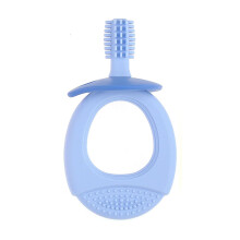 Baby Silicone Teething Toothbrush 360 Mouthguard for Infant Oral Care and Gum Massage (Blue)