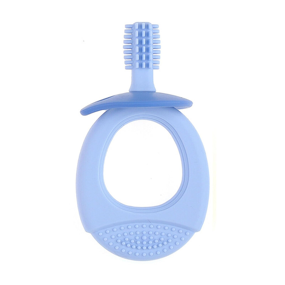 Baby Silicone Teething Toothbrush 360 Mouthguard For Infant Oral Care And Gum Massage (Blue) Blue