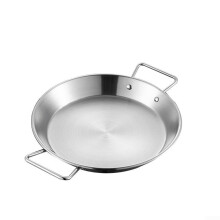 Stainless Steel Paella Pan 26cm with Double Handles, Flat Bottom Pot for Even Heat, Oven and Stovetop Safe