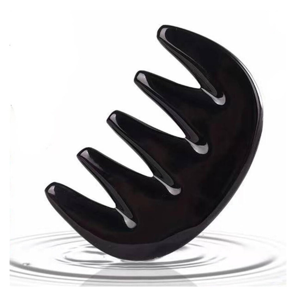 Unisex Black Buffalo Horn Wide Tooth Comb For Gentle Scalp Massage And Tangle Styling, 5Mm Thick