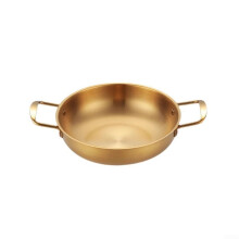 Stainless Steel Double Handle Cooking Pot for Stews and Paella, 20CM Gold Finish