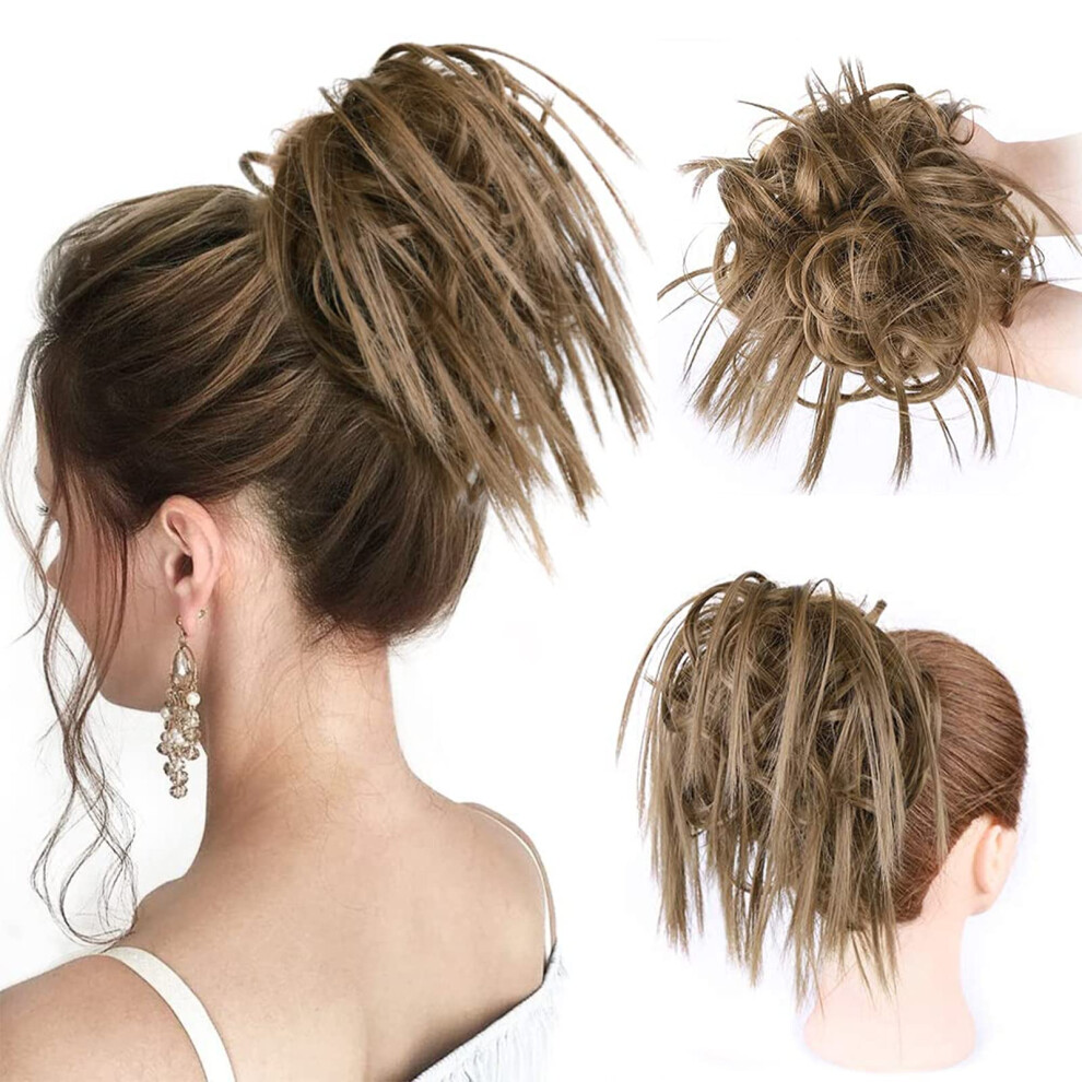 Messy Bun Hair Piece Curly Hair Bun Extension with Elastic Band Natural Look Synthetic Tousled Scrunchie 12/27